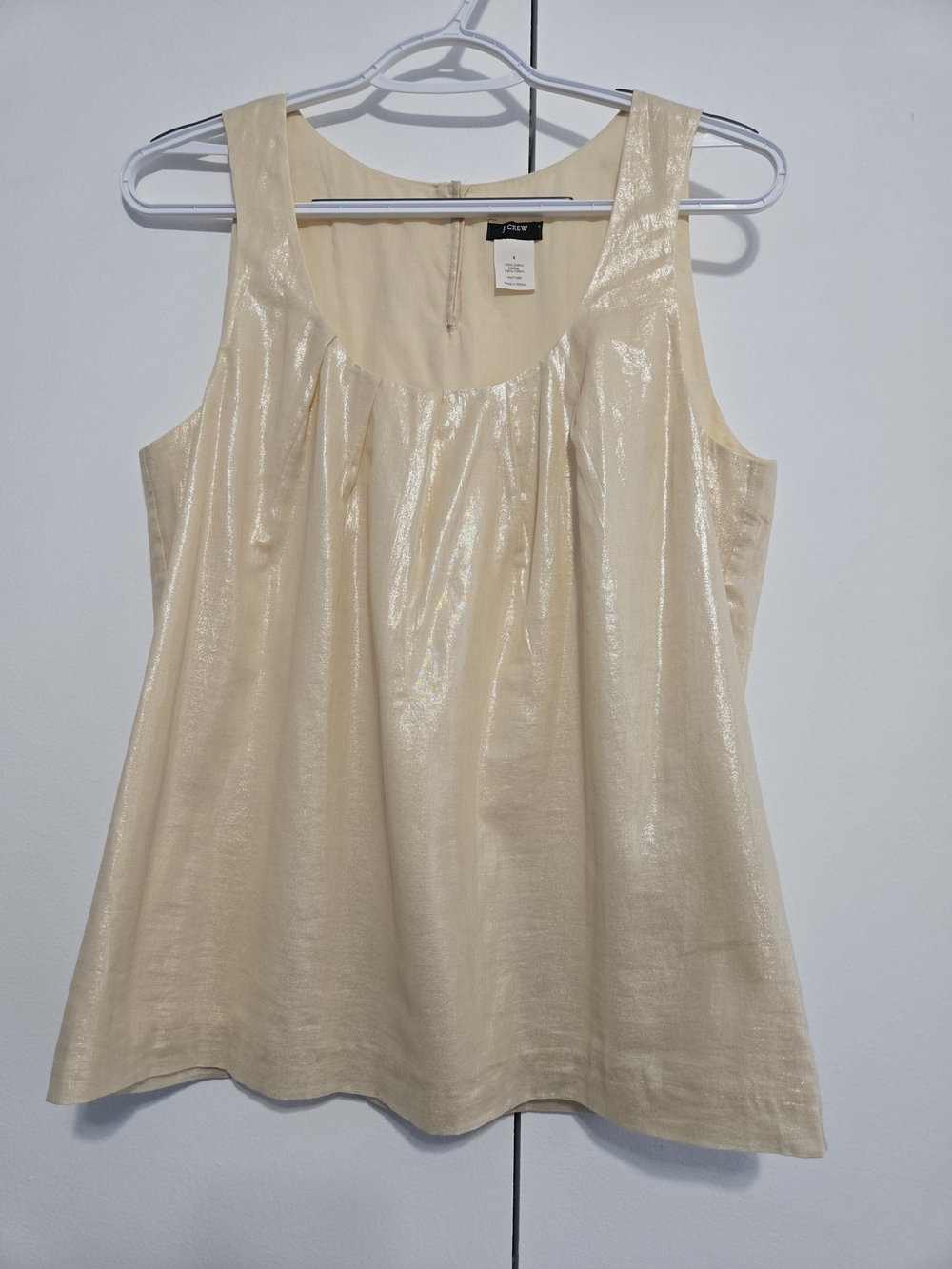 J.Crew Metallic Gold Shimmer Sleeveless Cotton Tank Top Size 4
